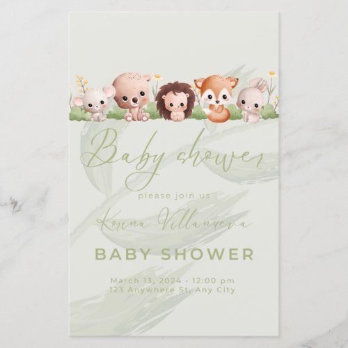 invitation baby shower animals