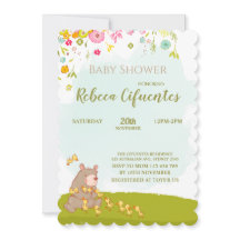 Invitation Baby Shower Bear and duckies