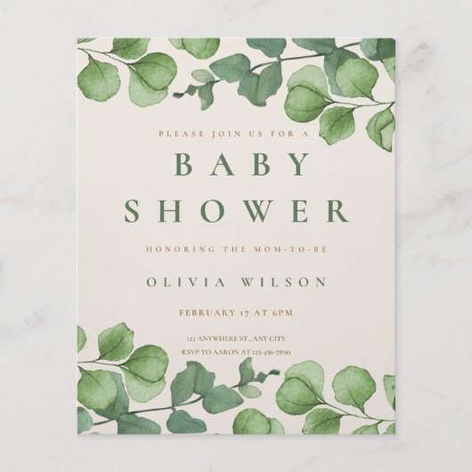 invitation baby shower, flowers (Front)