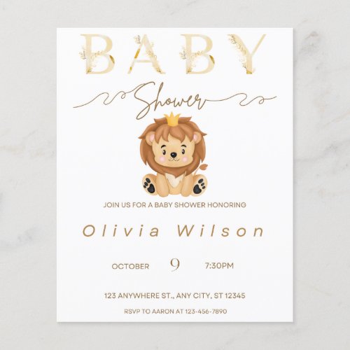 invitation baby shower golden animal