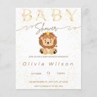 invitation baby shower,golden,animal