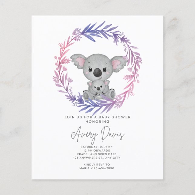 invitation baby shower mom animal (Front)
