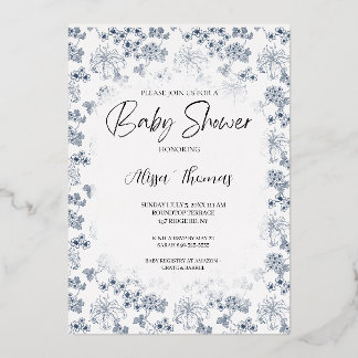 Invitation baby shower Toile Desing-Customizable Foil Invitation