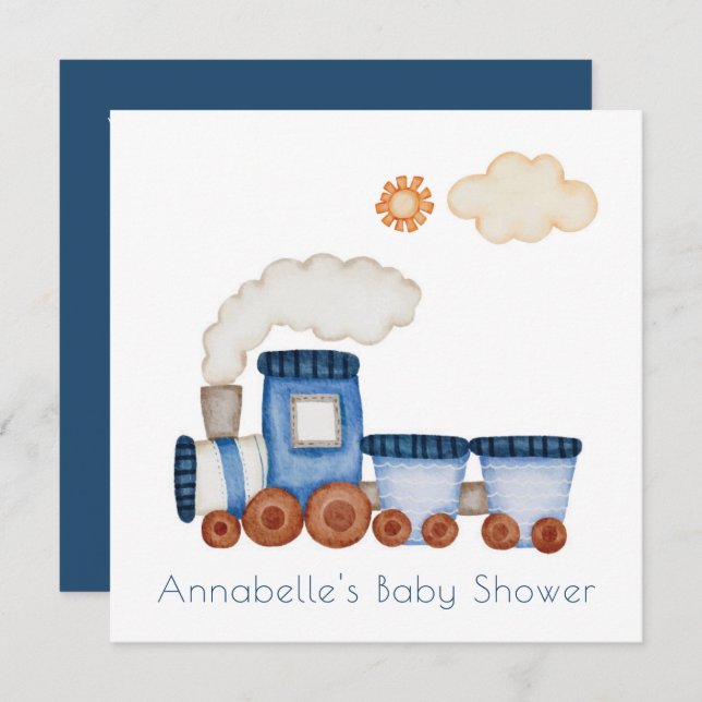 INVITATION : BABY SHOWER : TOY TRAIN (Front/Back)
