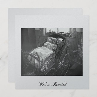 Invitation Baby Shower Vintage Baby in stoller