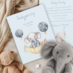 INVITATION Babyparty Elefant and balloon Young