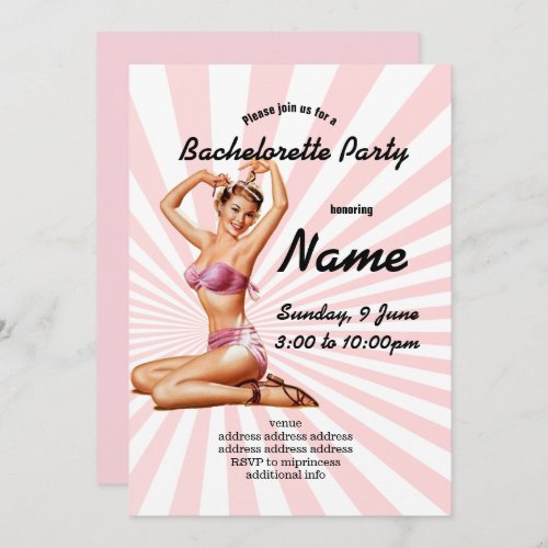 invitation Bachelorette Party vintage pinup girl Invitation