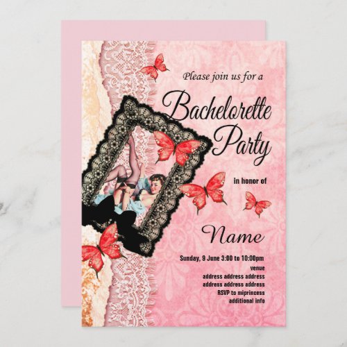 invitation Bachelorette Party vintage pinup girl Invitation