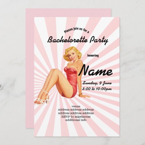 invitation Bachelorette Party vintage pinup girl Invitation