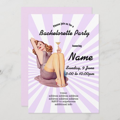 invitation Bachelorette Party vintage pinup girl Invitation