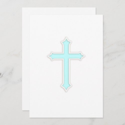 Invitation Baptism Embossed Cross Aqua