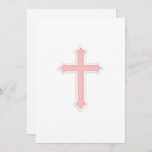 Invitation Baptism Embossed Cross Pink