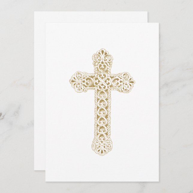 Invitation Baptism Ornate Cross (Front/Back)