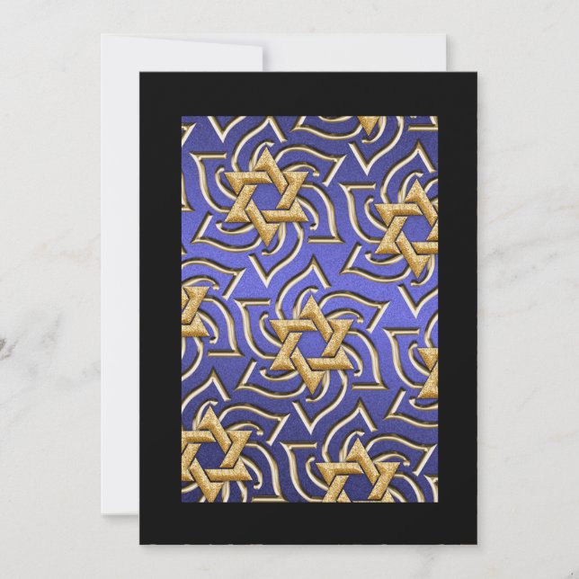 Invitation Bar Mitzvah Gold Star of David Blue (Front)