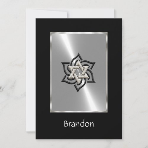 Invitation Bar Mitzvah Star of David Black Silver