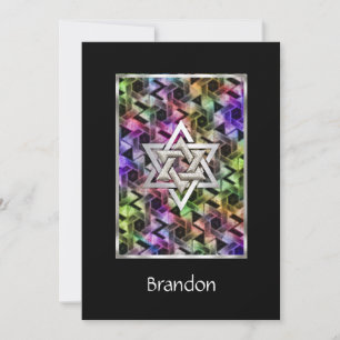 Invitation Bar Mitzvah Star of David Multi-colored