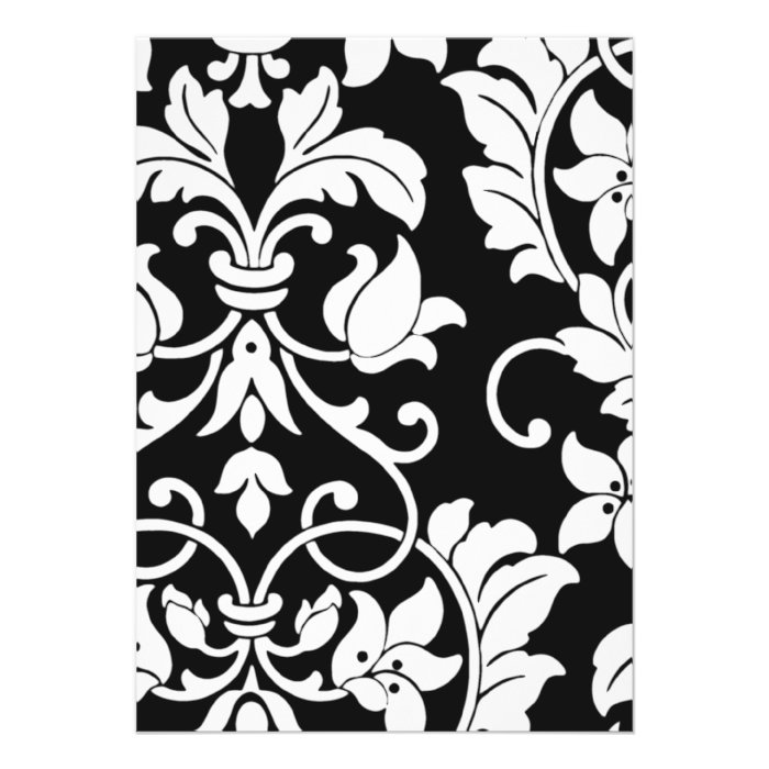 Invitation Bat Mitzvah Black and White Damask