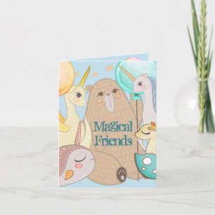 Invitation Bear, Dragon, Unicorn, Magical Friends