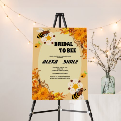 Invitation Bee Bridal shower yellow florals party Foam Board