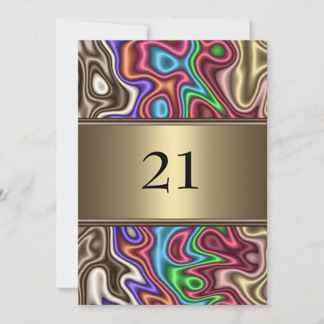 Invitation Birthday Abstract Colors Faux Silk (Front)