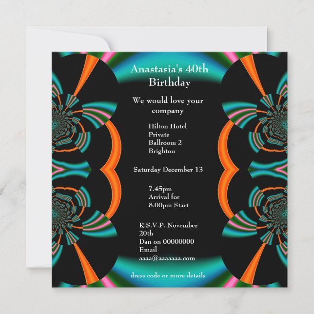 Invitation Birthday Abstract Green Albums (Front)