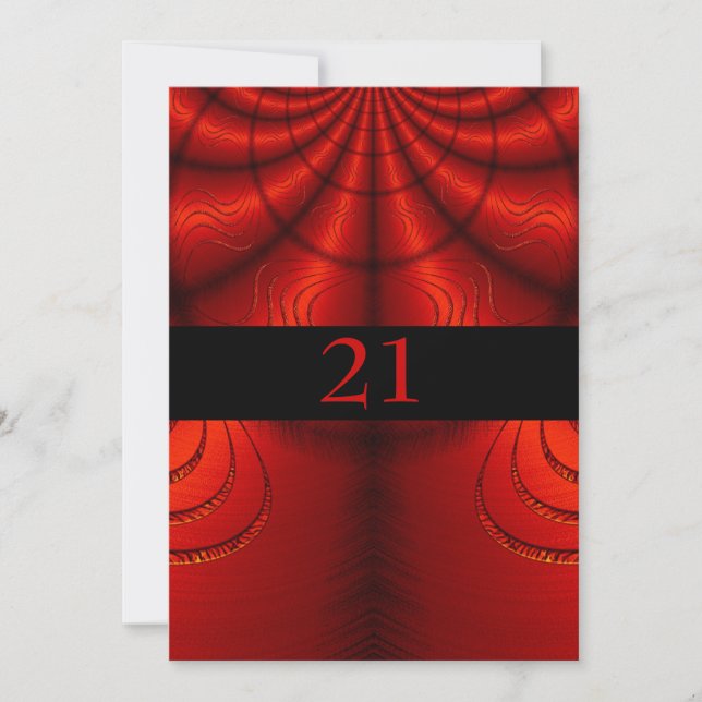 Invitation Birthday Abstract Red Fabric (Front)