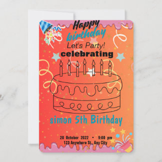 Invitation birthday colorful