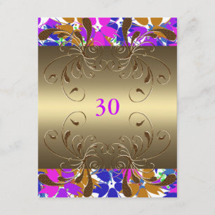 Invitation Birthday Gold Floral Glam