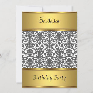 Invitation Birthday Party Damask