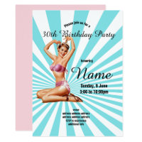 invitation,Birthday Party, vintage pinup girl Invitation