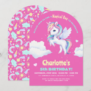 Invitation birthday party with unicorn.