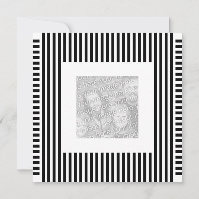 Invitation Birthday Stripe Black White Photo (Front)