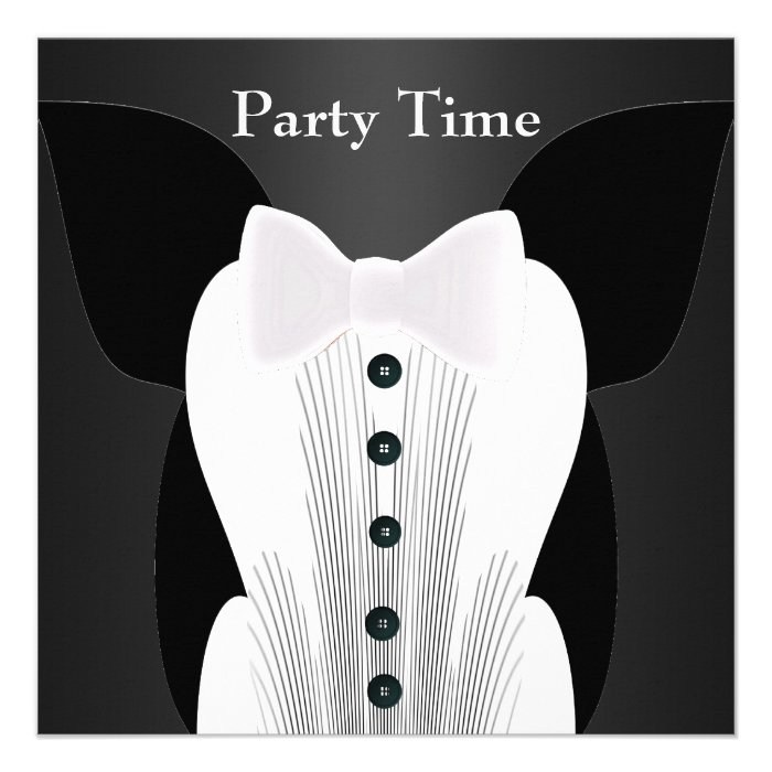 Invitation Birthday White Tie Suit Custom Invite