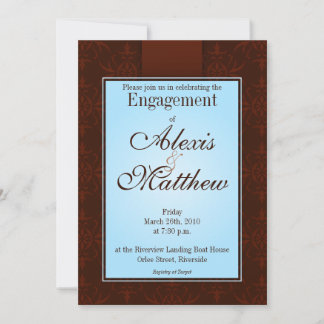Invitation - Blue & Cocoa Orlee Pattern