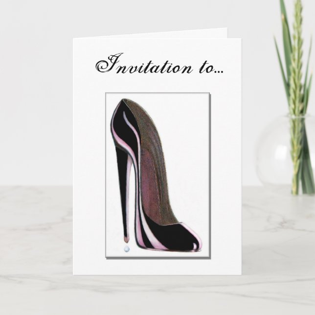 Invitation Card - black stiletto shoe (Front)