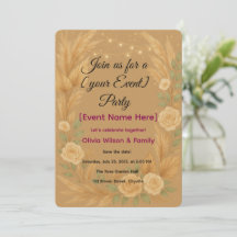 Invitation Card Elegant Floral Lantern