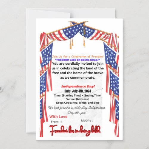Invitation Card  for a Celebration of Freedom