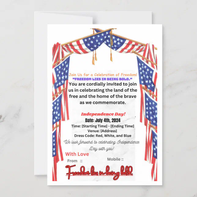 Invitation Card for a Celebration of Freedom | Zazzle