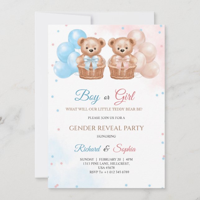 Invitation card for gender Reveal party  (Front)