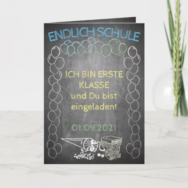 Invitation card for the first day of school in cha (Front)