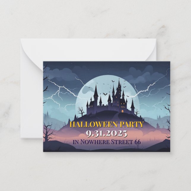 Invitation Card Halloween Castle illustration (Front)
