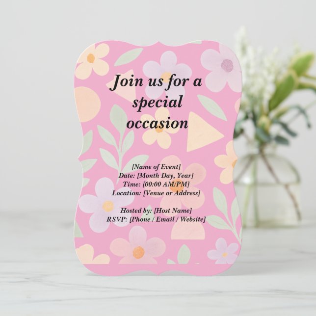  invitation card template Sweet Pastel Floral Card (Standing Front)