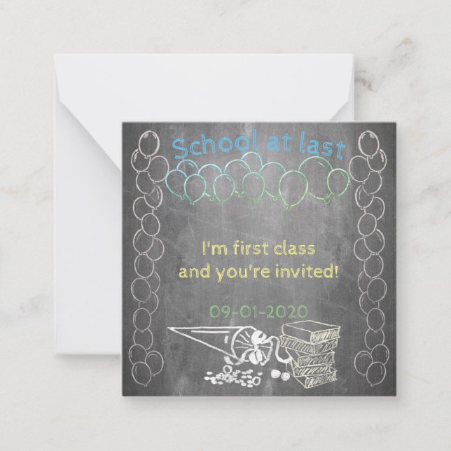Invitation card to school enrollment on chalkboard (Front)