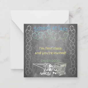 Invitation card to school enrollment on chalkboard