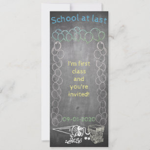 Invitation card to school enrollment on chalkboard