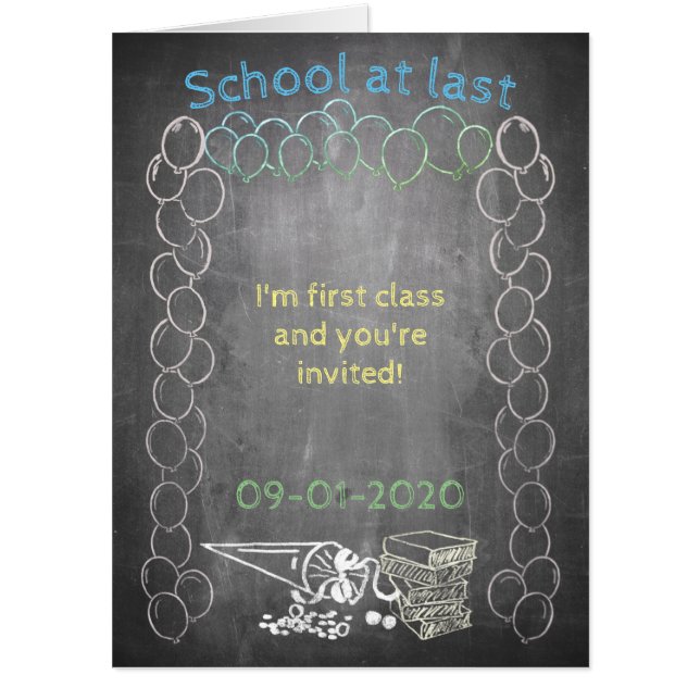Invitation card to school enrollment on chalkboard (Front)