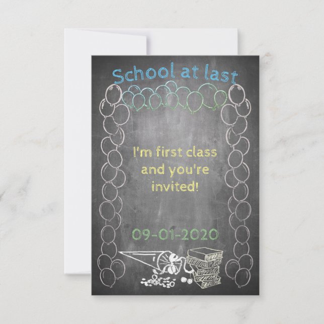 Invitation card to school enrollment on chalkboard (Front)