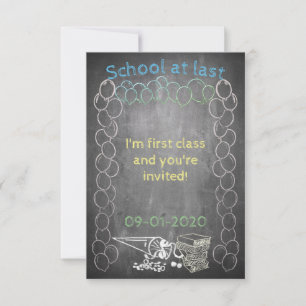 Invitation card to school enrollment on chalkboard