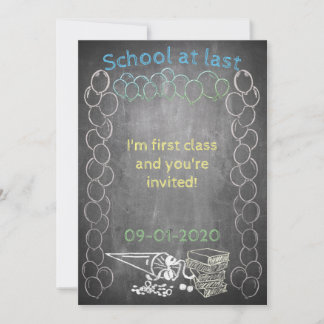 Invitation card to school enrollment on chalkboard