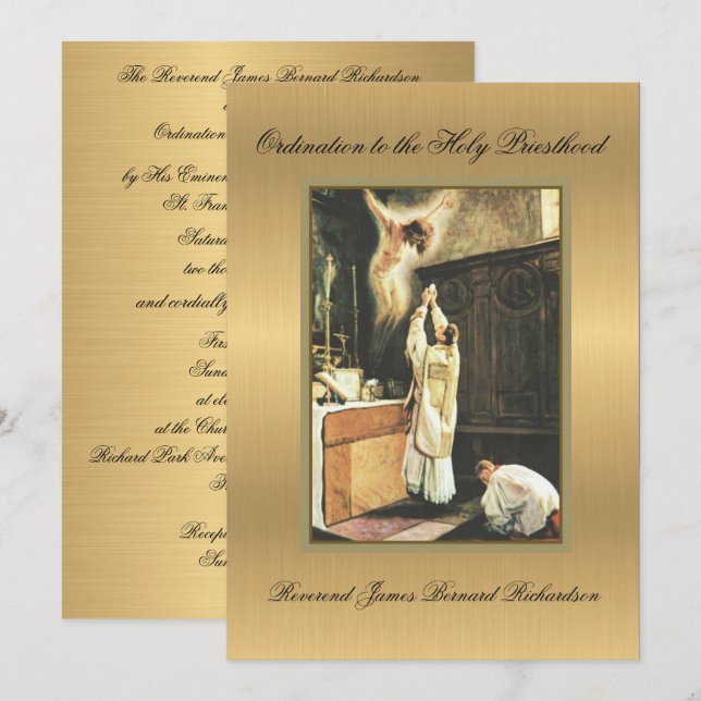 Invitation Catholic Ordination to Holy Priesthood (Front/Back)